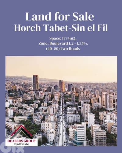Prime Location Land for sale in Horch Tabet - Sin el fil
