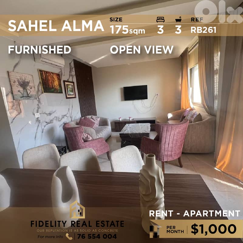 Apartment for rent in Sahel Alma RB261 شقة مفروشة للإيجار في ساحل علما 0