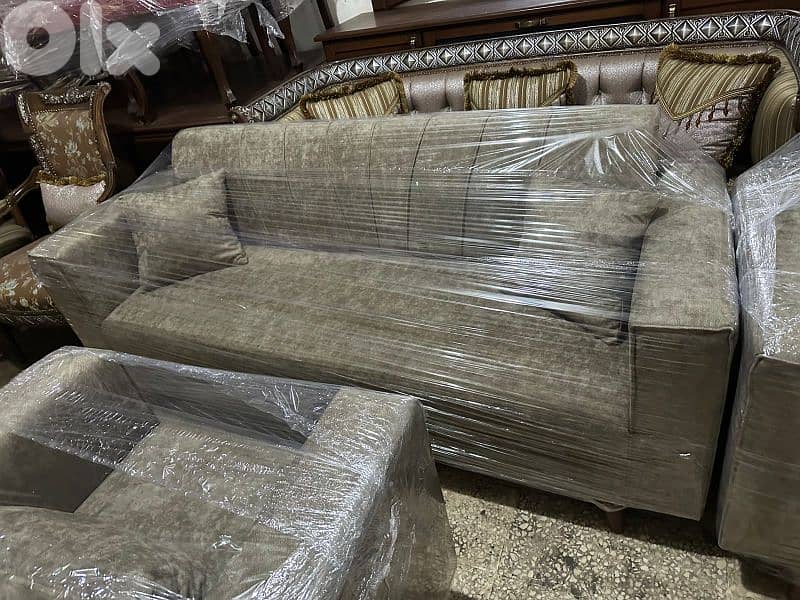 طقم كنبايات شغل توصاية خشب شوح اسفنج إكسترا جديد 0