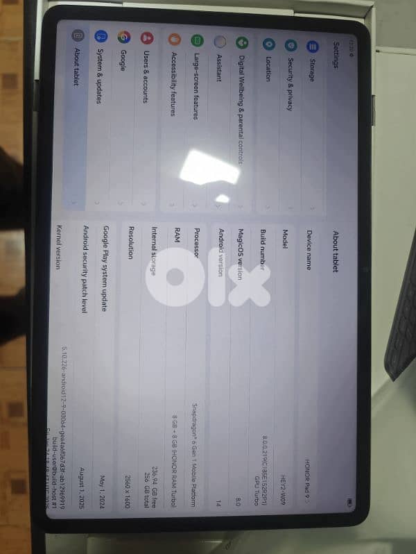 honor pad 9 256 16 rams full box 2