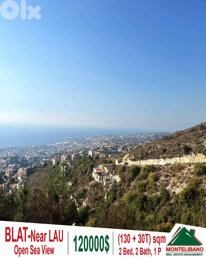 130 sqm Apartment For Sale in Blat (بلاط) with 30 sqm Terrace+Sea View 0