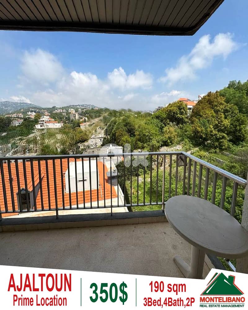 Prime Location 190 sqm Apartment For Rent in Ajaltoun (عجلتون)+View 0