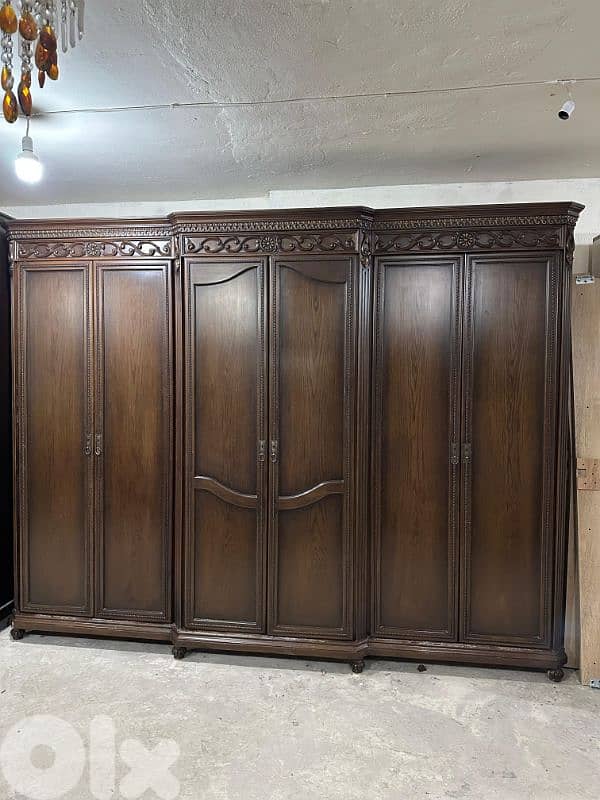 خزانة كبيرة ست درف شغل توصاية خشب زان ولاتي كلا ملبسة قشر زان 7