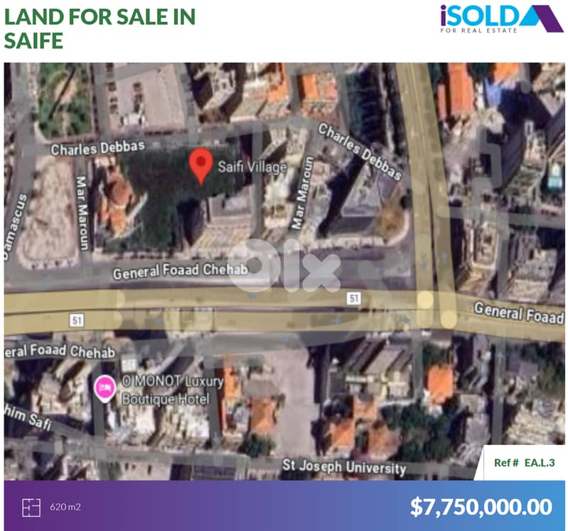 620 m2 Prime land for sale in Saife - أرض للبيع في الصيفي 0