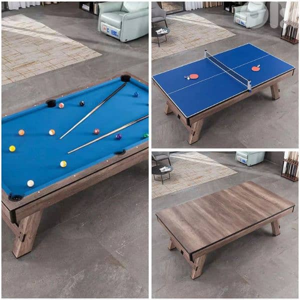 3 in 1 billiard, pingpong, table طاولة، بينغ بونغ. بيليارد 0