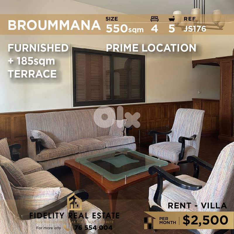 Villa for rent in Broummana JS176 فيلا مفروشة للإيجار في برمانا 0