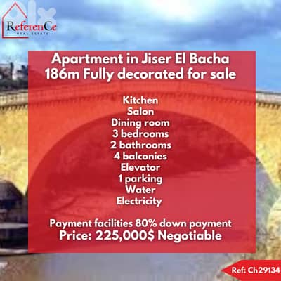 Decorated apartment in Jisr El Bacha for sale شقة للبيع في جسر الباشا