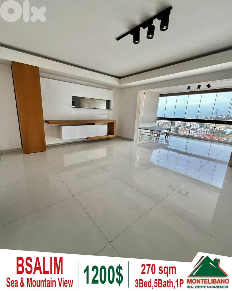270 sqm Apartment For Rent in Bsalim (بصاليم) with Sea & Mountain View 0