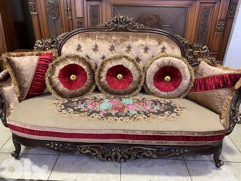 طقم كنبايات مصري حفر خشب زان ملكي 0