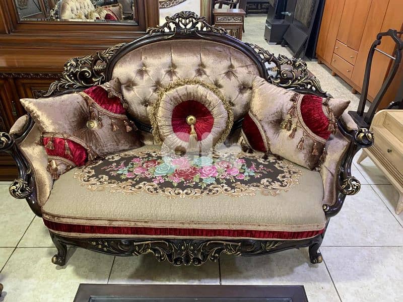 طقم كنبايات مصري حفر خشب زان ملكي 1