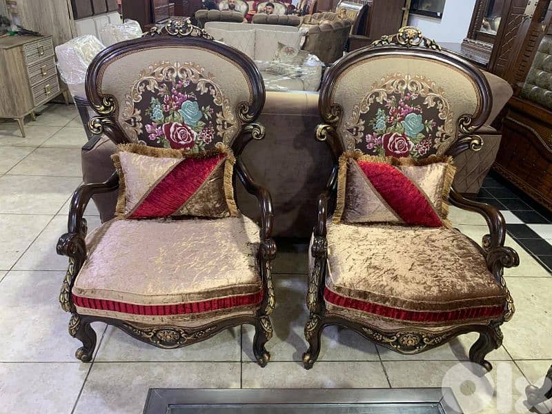 طقم كنبايات مصري حفر خشب زان ملكي 2