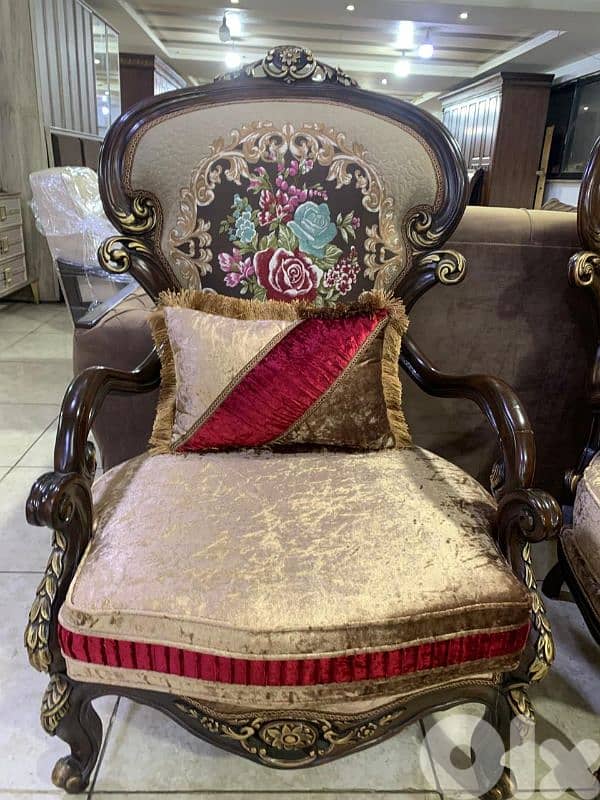 طقم كنبايات مصري حفر خشب زان ملكي 3