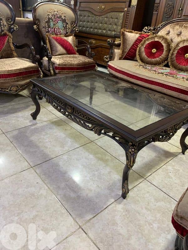 طقم كنبايات مصري حفر خشب زان ملكي 8