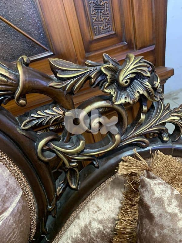 طقم كنبايات مصري حفر خشب زان ملكي 11