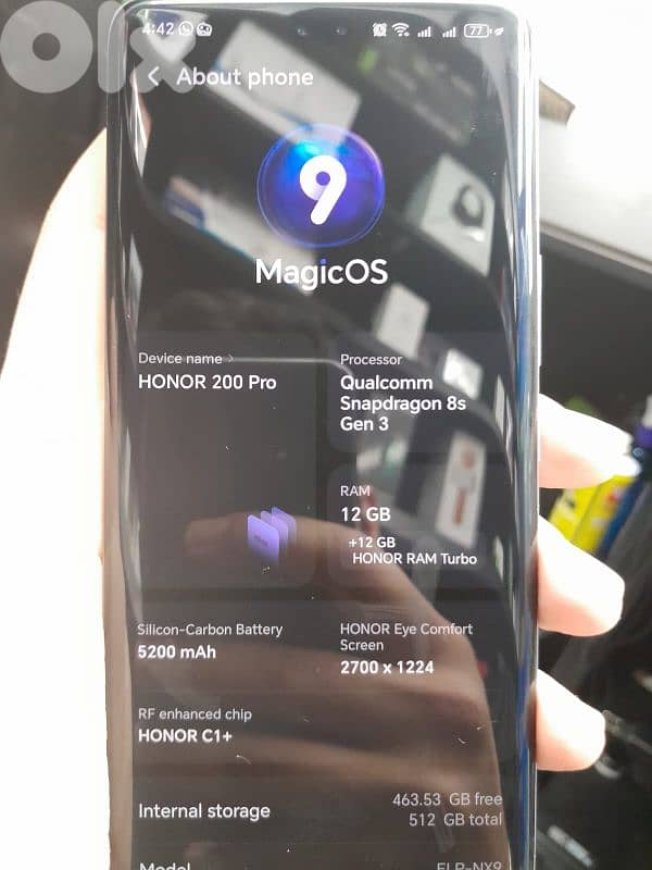 honor 200 pro 512gb 24 ram khari2 snapdragom 8sgen3 0