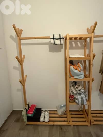 clothes hangers and makeup table