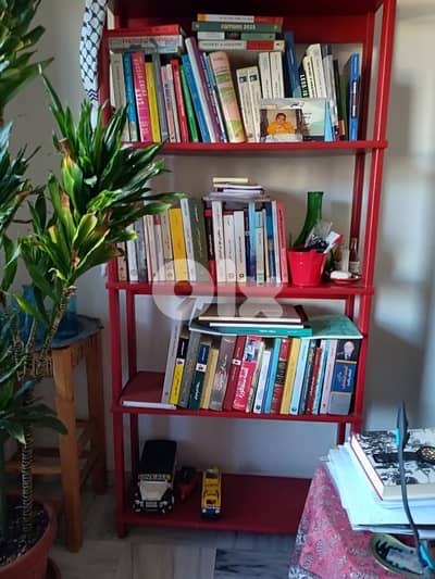 Painted wood bookshelf