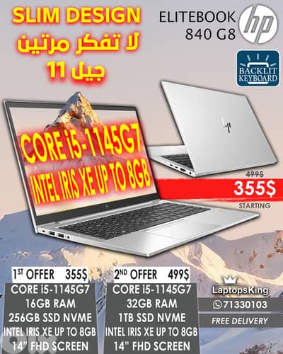 HP ELITEBOOK 840 G8 CORE i5-1145G7 14” FHD LAPTOP