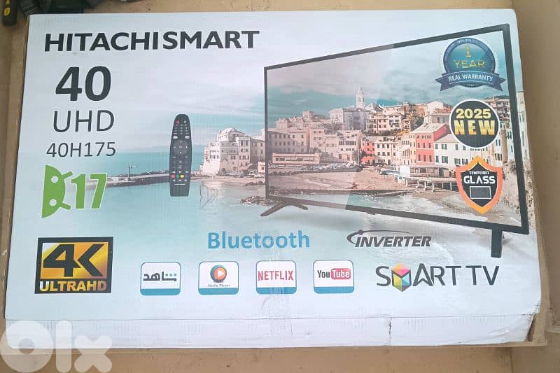 new smart tv hitachismart 40" with a free used dvd player 0