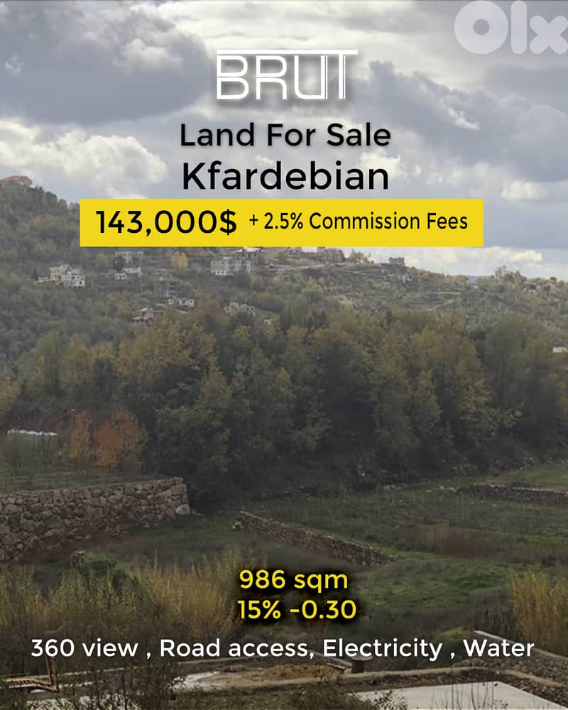 968 sqm Land for sale in Kfardebian - Killer view 0
