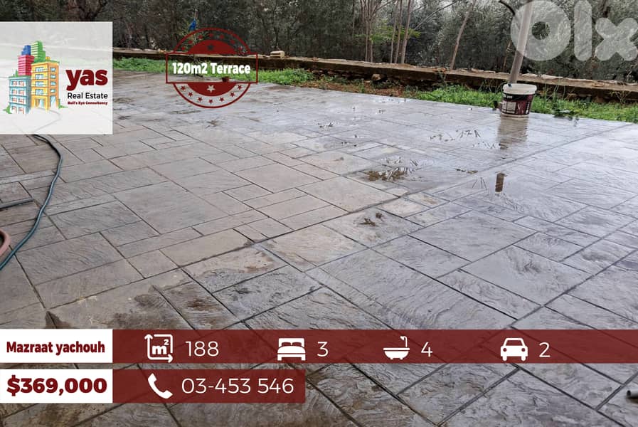 Mazraat Yachouh 188m2 | 120m2 Terrace | Super Luxury Flat | JO/EW | 0