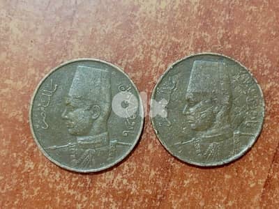 ملك فاروق الاول ملك مصر اصدار 1938 برونز