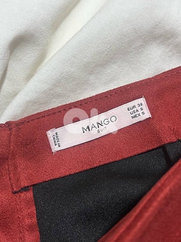 Mango Suede Burnt Red Skirt 1