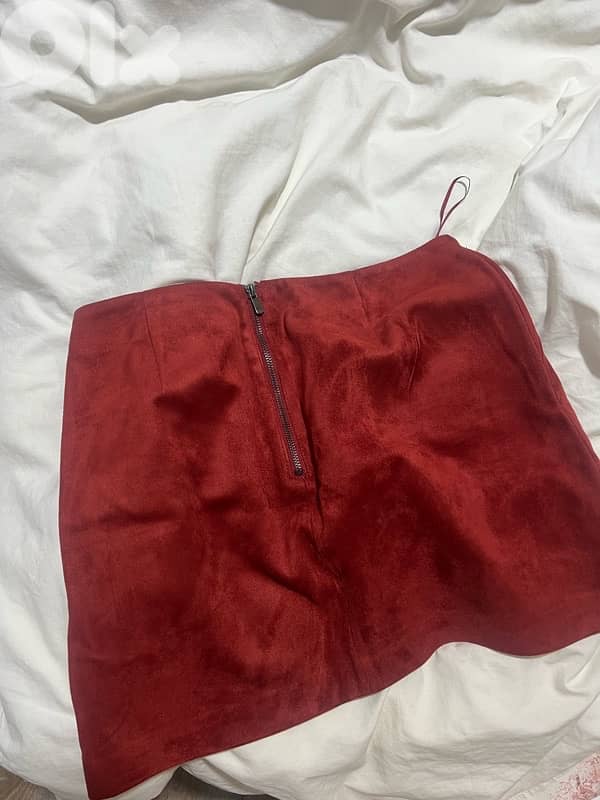 Mango Suede Burnt Red Skirt 2