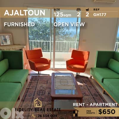 Apartment for rent in Ajaltoun GH177 شقة مفروشة للإيجار في عجلتون