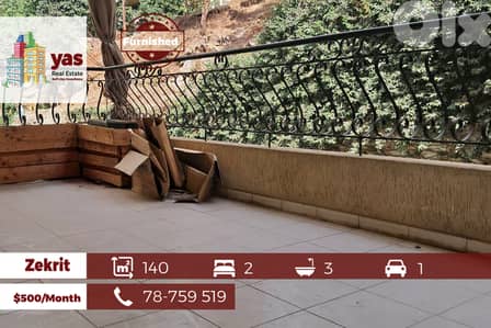 Zekrit 140m2 | furnished | Well Maintained | Calm Area | EW/JO/YV |