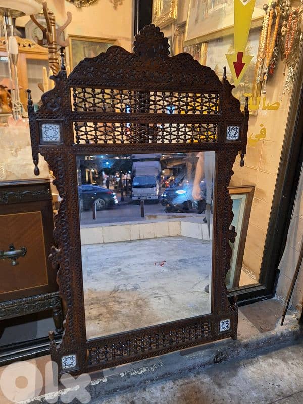 مراية شرقية انتيك حفر يد رائع جدا حجم كبير فخمة 0