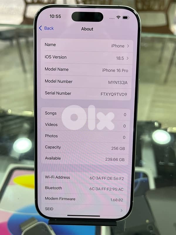 iphone 16 pro 256gb white battery 91% ktir ndif 6