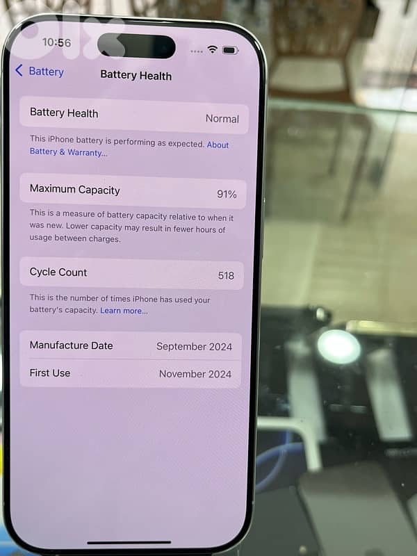 iphone 16 pro 256gb white battery 91% ktir ndif 7