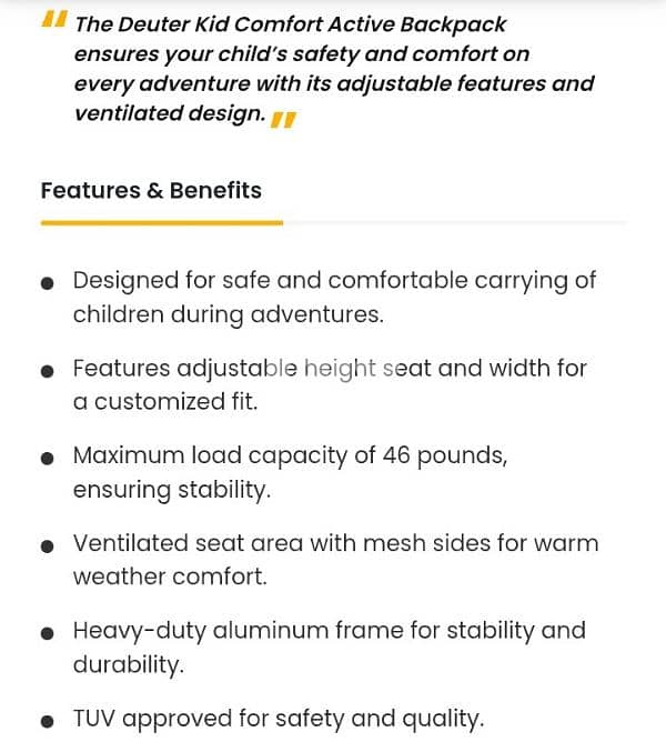 Deuter kid comfort Child Carrier and Backpack for travel and Hiking 4