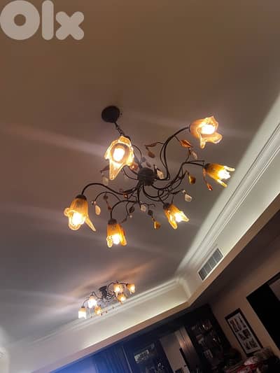 Murano-Style Glass Lighting Set – Floor Lamp + Matching Chandeliers