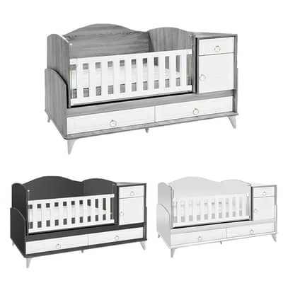 Wooden Baby Bed With Dresser - سرير خشبي للأطفال مع أدراج جانبية