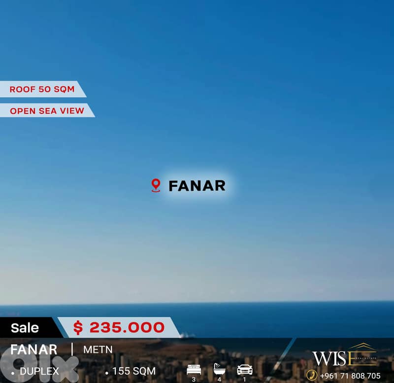 Stunning 155 SQM Duplex for SALE in Fanar With an Open Sea View! 0