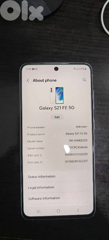 s21 FE 256gb 8gb ram 0