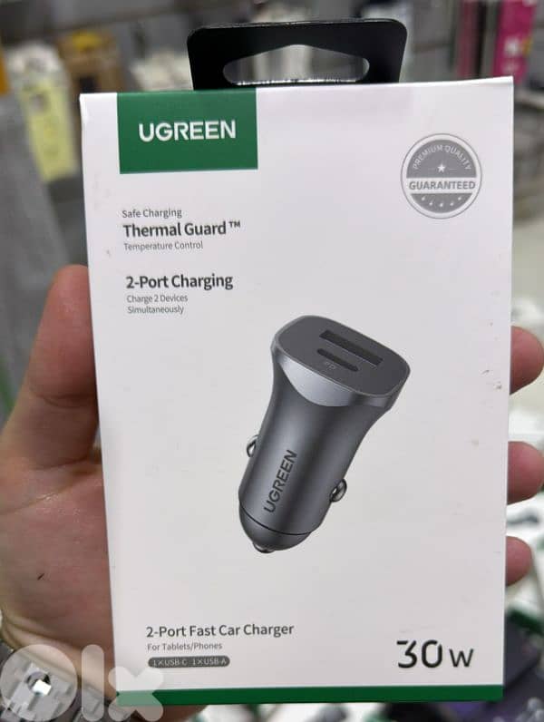 Ugreen 30w 2-port fast car charger (1xusb-c,1xusb-a) Cd130 0