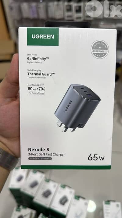 Ugreen Nexode S 65w 3-port Gan Fast Charger 3pin (2xusb-c,1xusb-a)