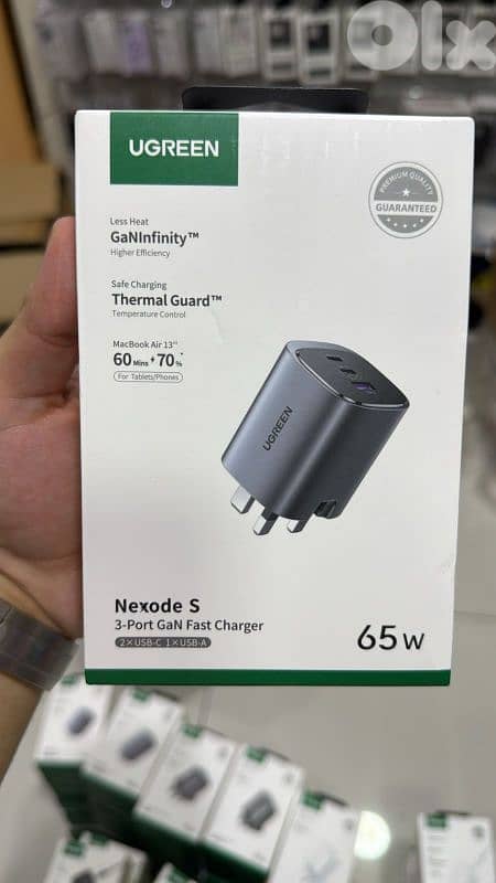 Ugreen Nexode S 65w 3-port Gan Fast Charger 3pin (2xusb-c,1xusb-a) 0