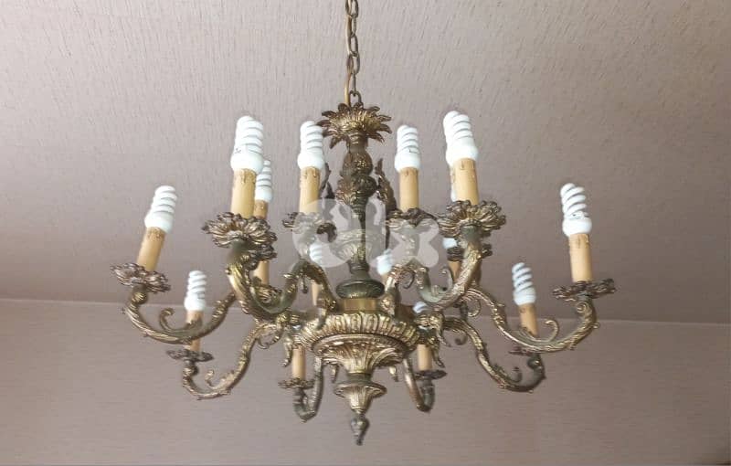 2 Original Bronze Chandeliers. 1