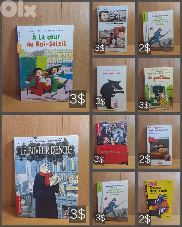 different books for sale, French Arabic English 1