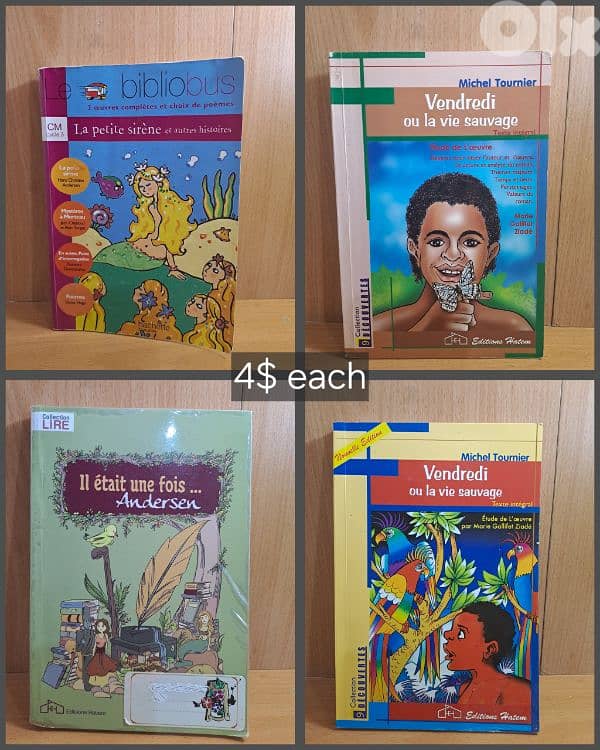 different books for sale, French Arabic English 2