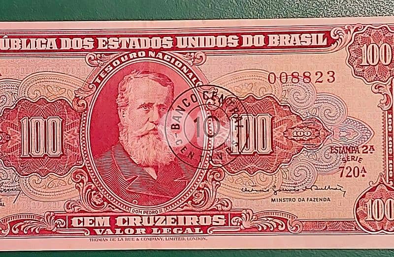 Brasil 100 Cruzeiros 1966 Dom Pedro II P-185 1