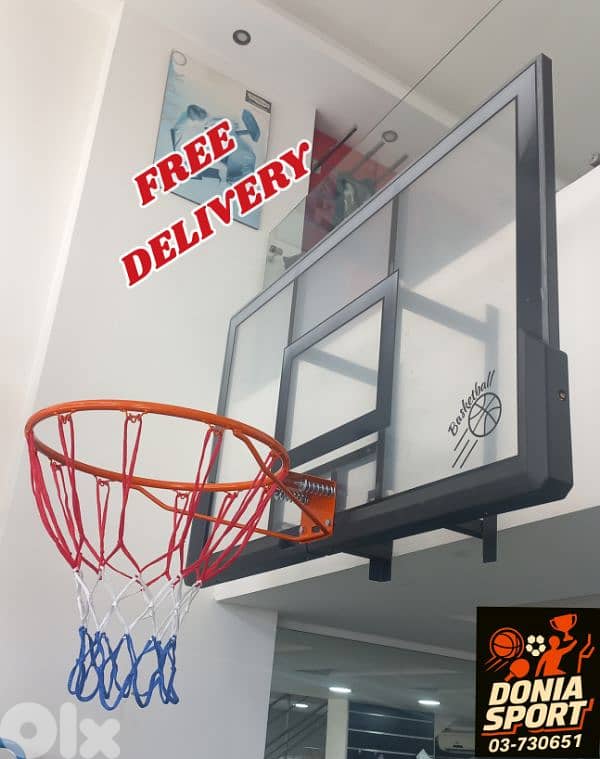 120$ hoop basketball mounted Backboard (120cmx80cm) 0