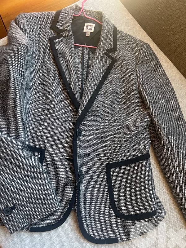 Anne Klein tweed grey and black blazer 0