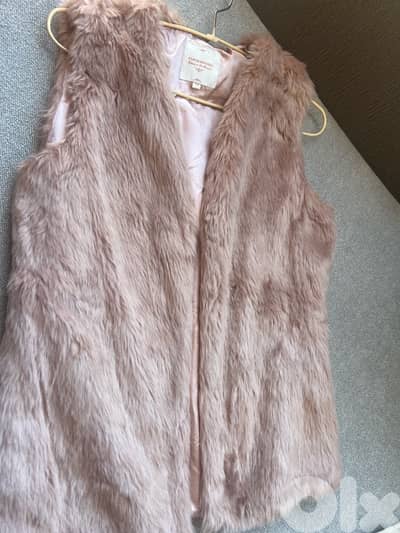 faux fur light pink waistcoat