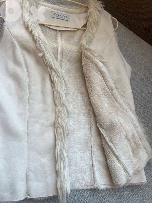 off white light fur waistcoat 0