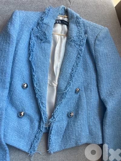 Zara tweed blue jacket